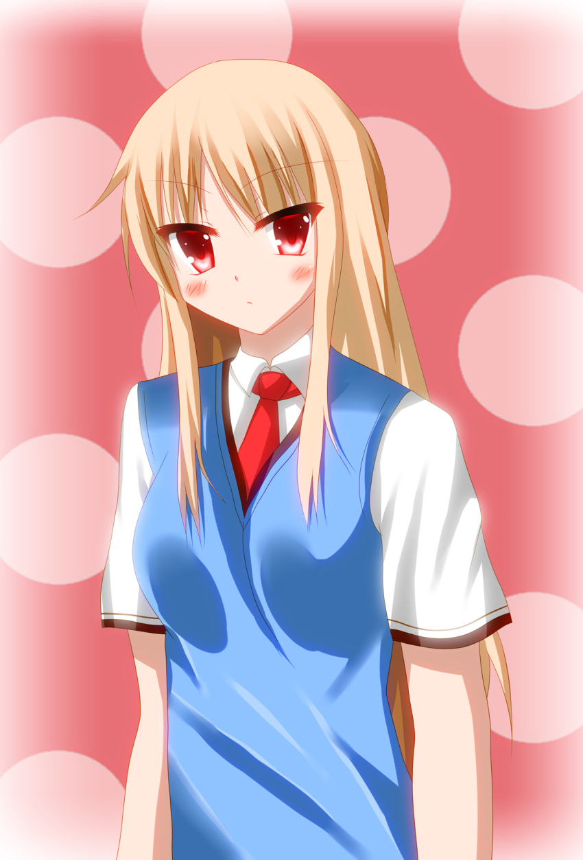 1girl blush long_hair necktie red_eyes sakura-sou_no_pet_na_kanojo school_uniform shiina_mashiro solo sweater_vest