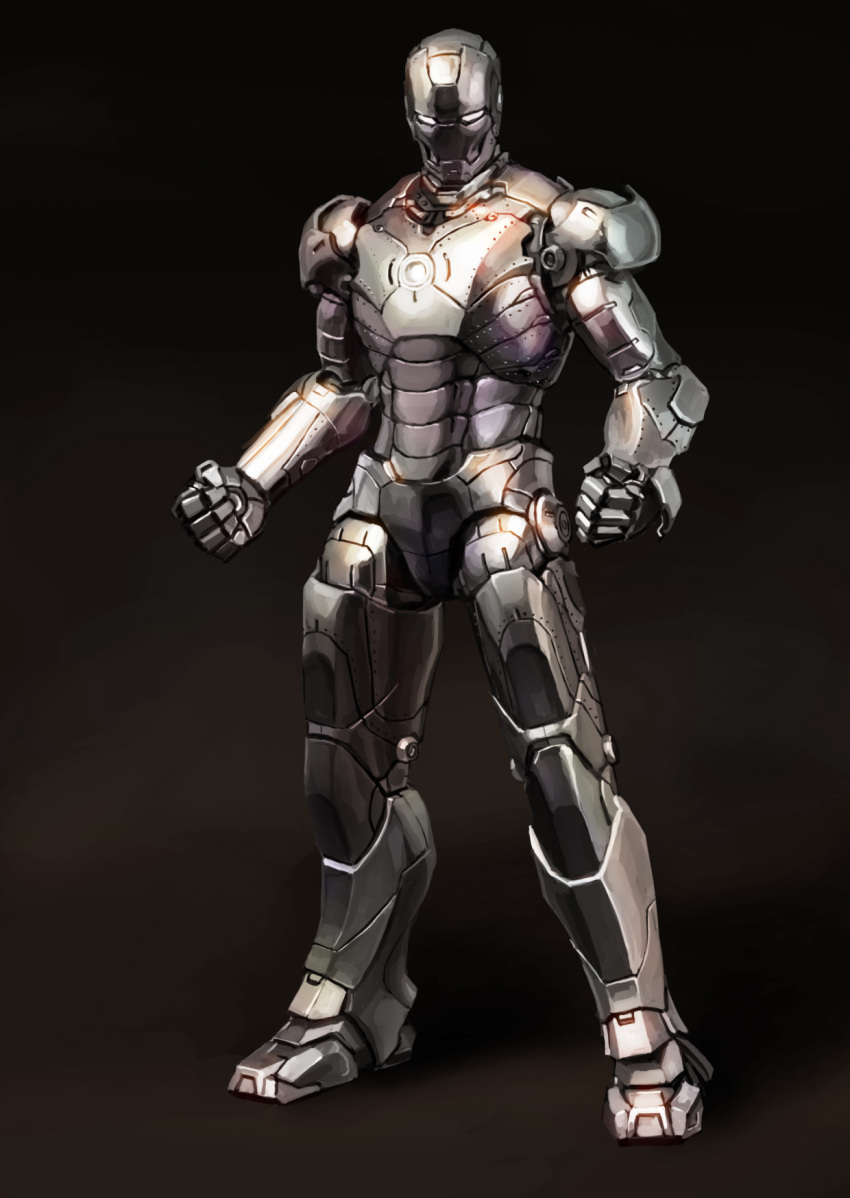1boy armor freedomz3 full_armor glowing glowing_eyes helmet highres iron_man marvel mask power_armor solo superhero tony_stark