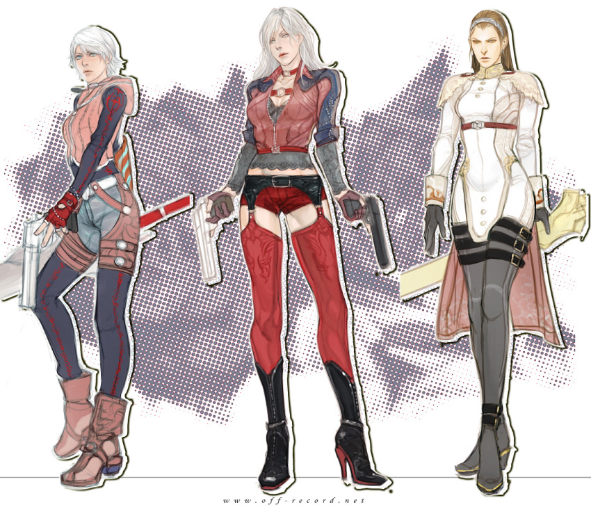 boots chaps credo dante devil_may_cry devil_may_cry_4 genderswap guns hotpants nero