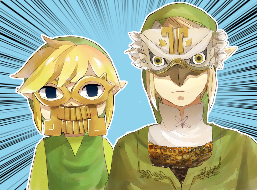 black_eyes blonde_hair dual_persona hat link mask nintendo pointy_ears the_legend_of_zelda toon_link totsuji_rio twilight_princess wind_waker