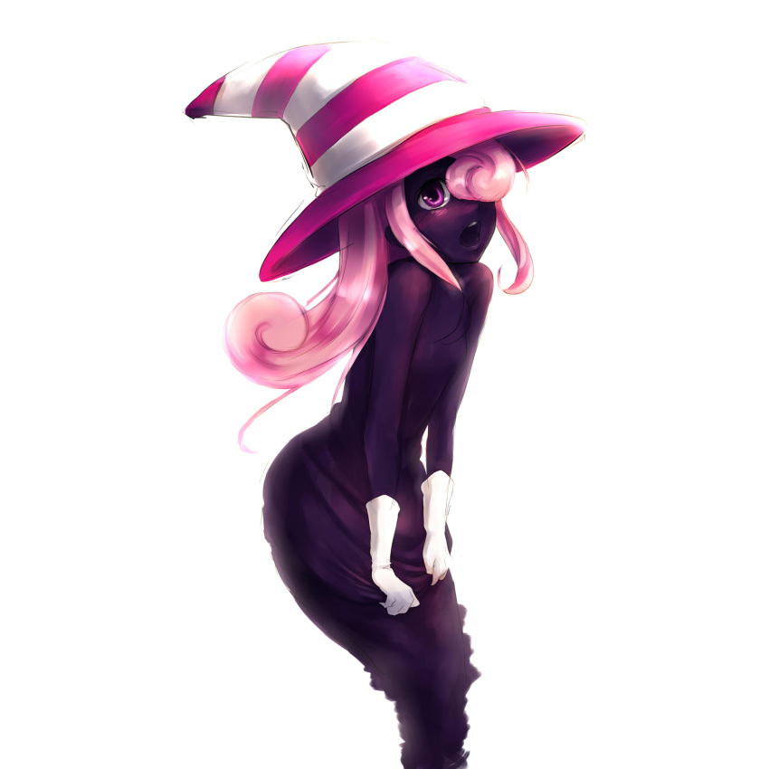 aerlai androgynous blonde_hair blush flat_chest ghost ghost_tail gloves hair_over_one_eye hat highres long_hair paper_mario purple_eyes solo super_mario_bros. violet_eyes vivian white_gloves witch_hat