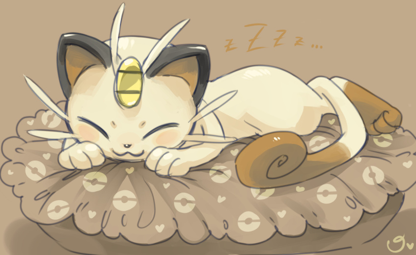 cat closed_eyes magical_ondine meowth no_humans pokemon pokemon_(anime) pokemon_(game) sleeping tail
