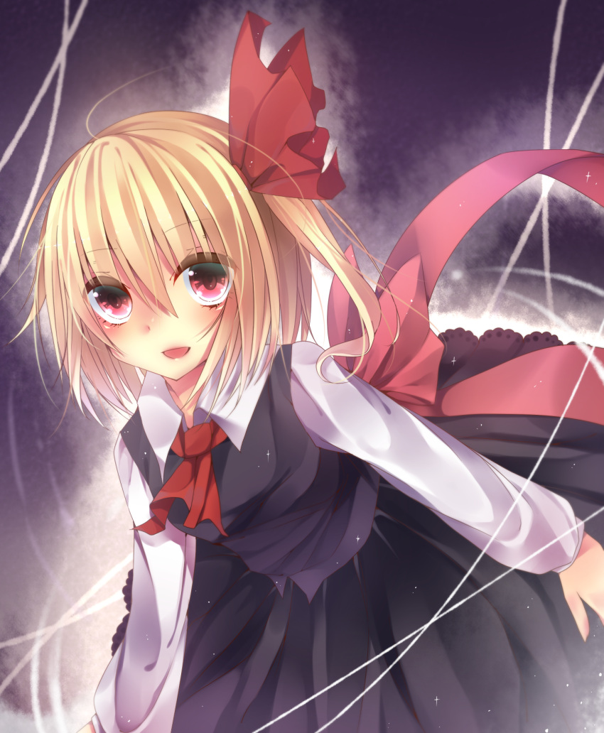 1girl blonde_hair hair_ribbon necktie red_eyes ribbon rumia shikke_(1877944) short_hair solo touhou