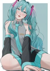 hatsune miku from vocaloid by zakikoillust