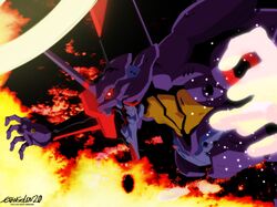 eva 01 from evangelion: 2.0 you can (not) advance by stiky finkaz