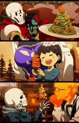 frisk (undertale) from christmas by kamezaemon