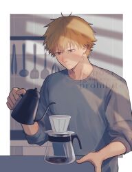 denji (chainsaw man) from chainsaw man by coffee maker