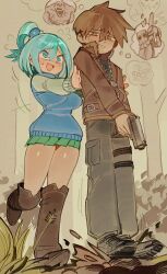 aqua (konosuba) from resident evil 4 by wamudraws
