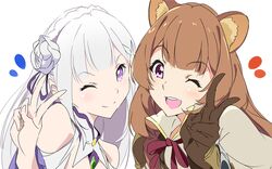 emilia (re:zero) from isekai quartet by umanosuke