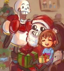 frisk (undertale) from christmas by pewpewstudio