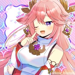 yae miko from genshin impact by kou hiyoyo