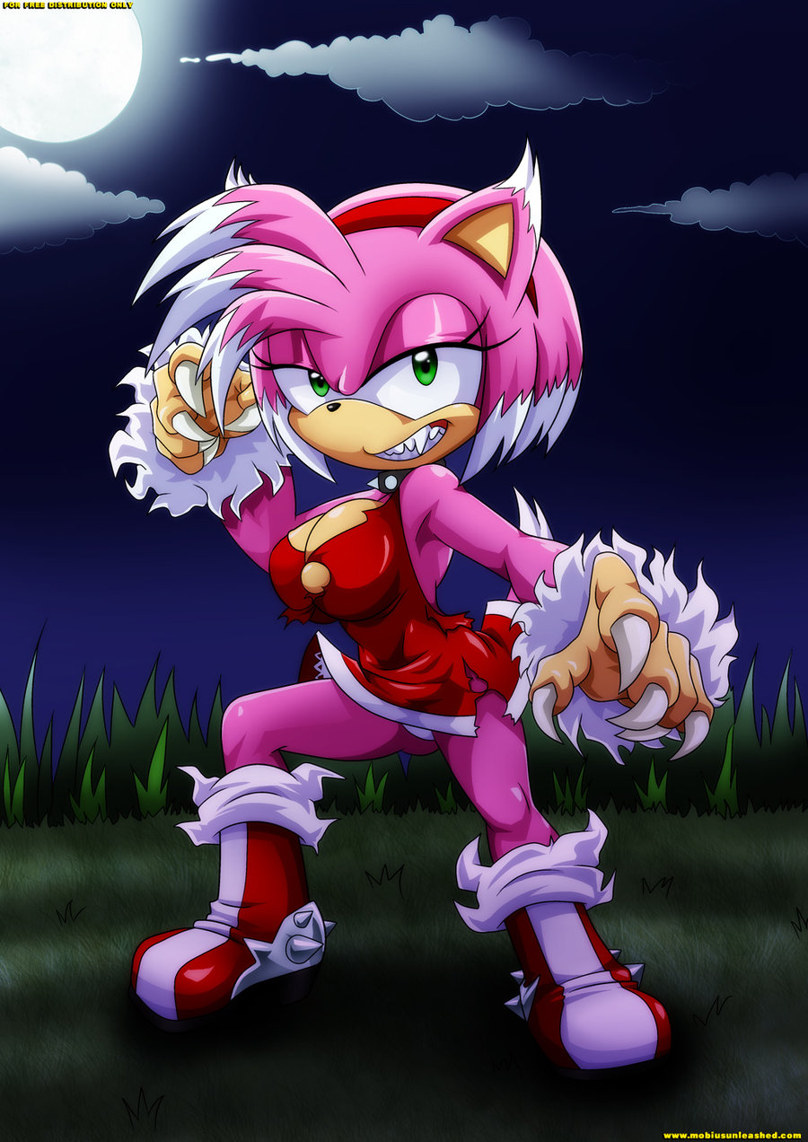 Safebooru - 1girl amy rose breasts claws cleavage clouds fan