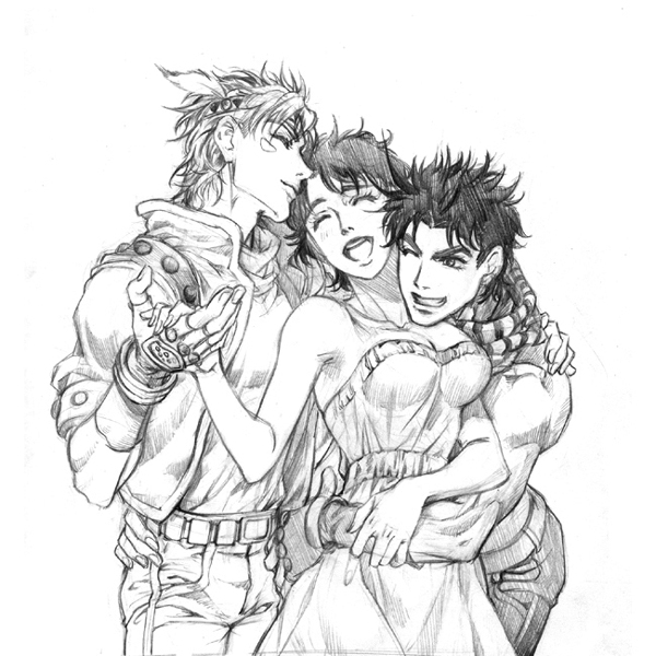 ...(medium) hug jojo_no_kimyou_na_bouken jonathan_joestar joseph_joestar(yo...