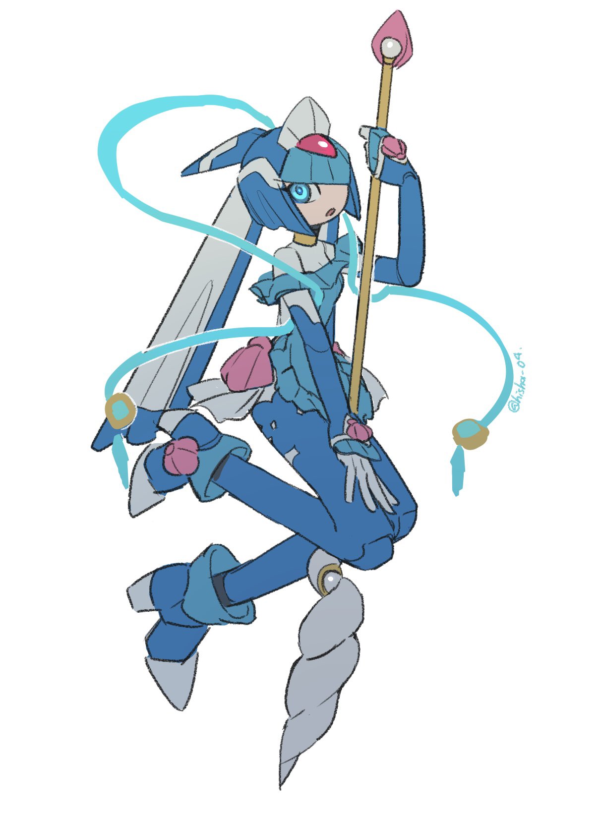 Safebooru - 1girl android apron armor blue apron blue armor blue eyes ...