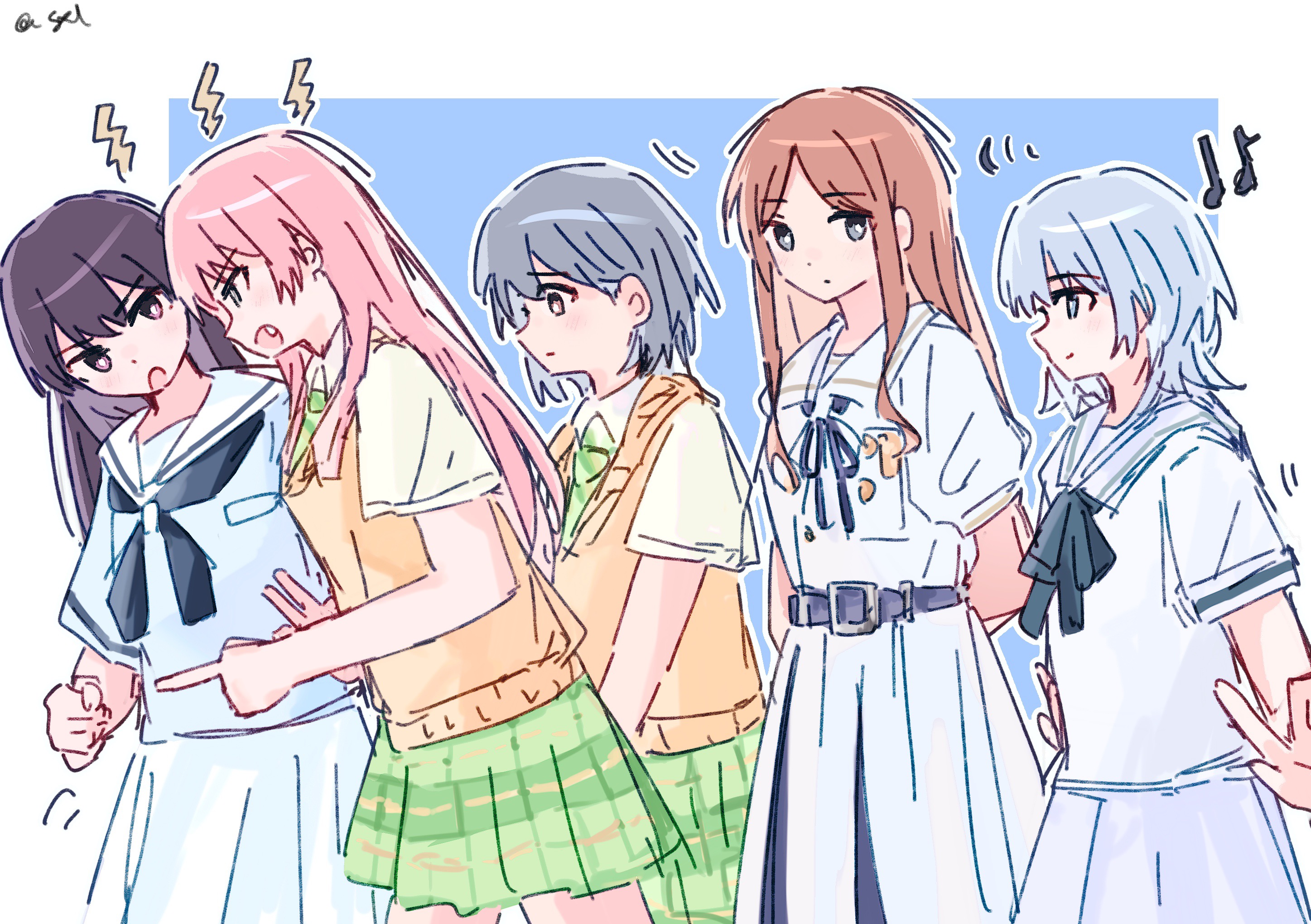 Safebooru - 5girls arguing arms behind back bang dream! bang dream! it ...
