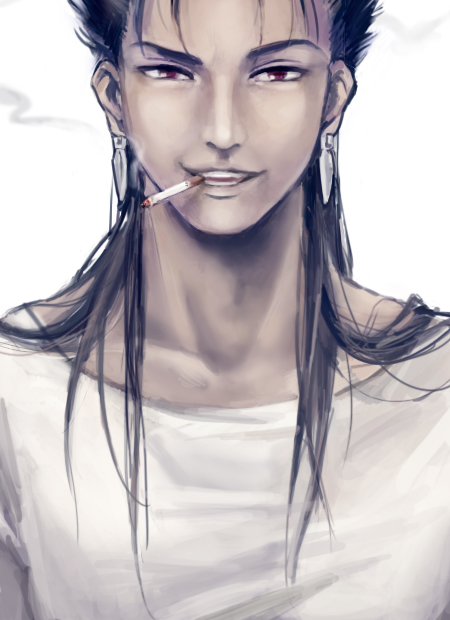 Safebooru - 1boy blue hair cigarette earrings fate/stay night fate ...