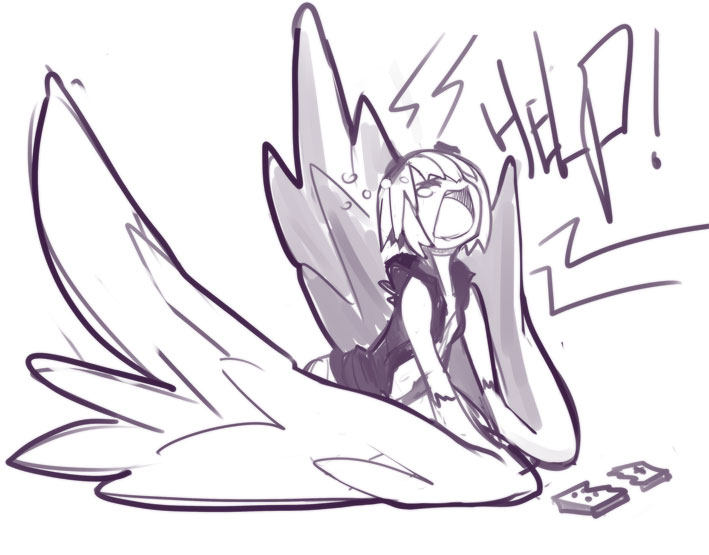 Safebooru - 1girl broken controller crying feathered wings game ...