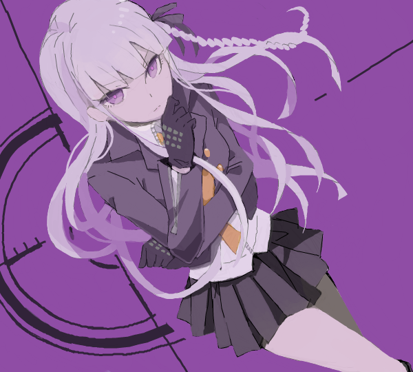 1girl artist_request braid dangan_ronpa drawr gloves hair_ribbon jacket kir...