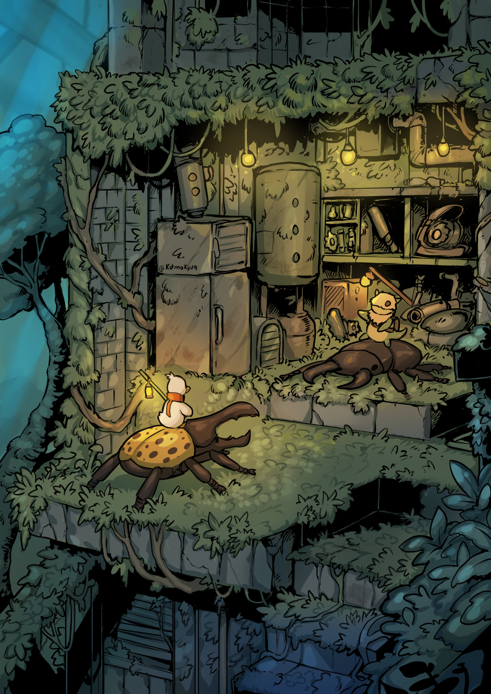 Safebooru - beetle bird bug building commentary dilapidated duck ...