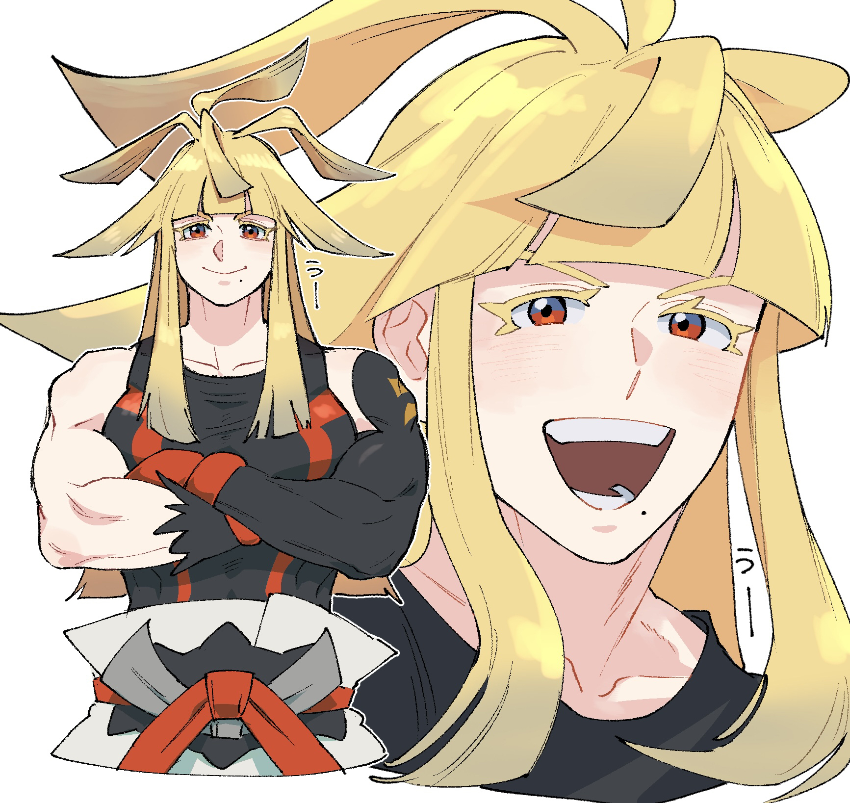 Safebooru - 1boy black gloves black shirt blonde hair colored eyelashes ...