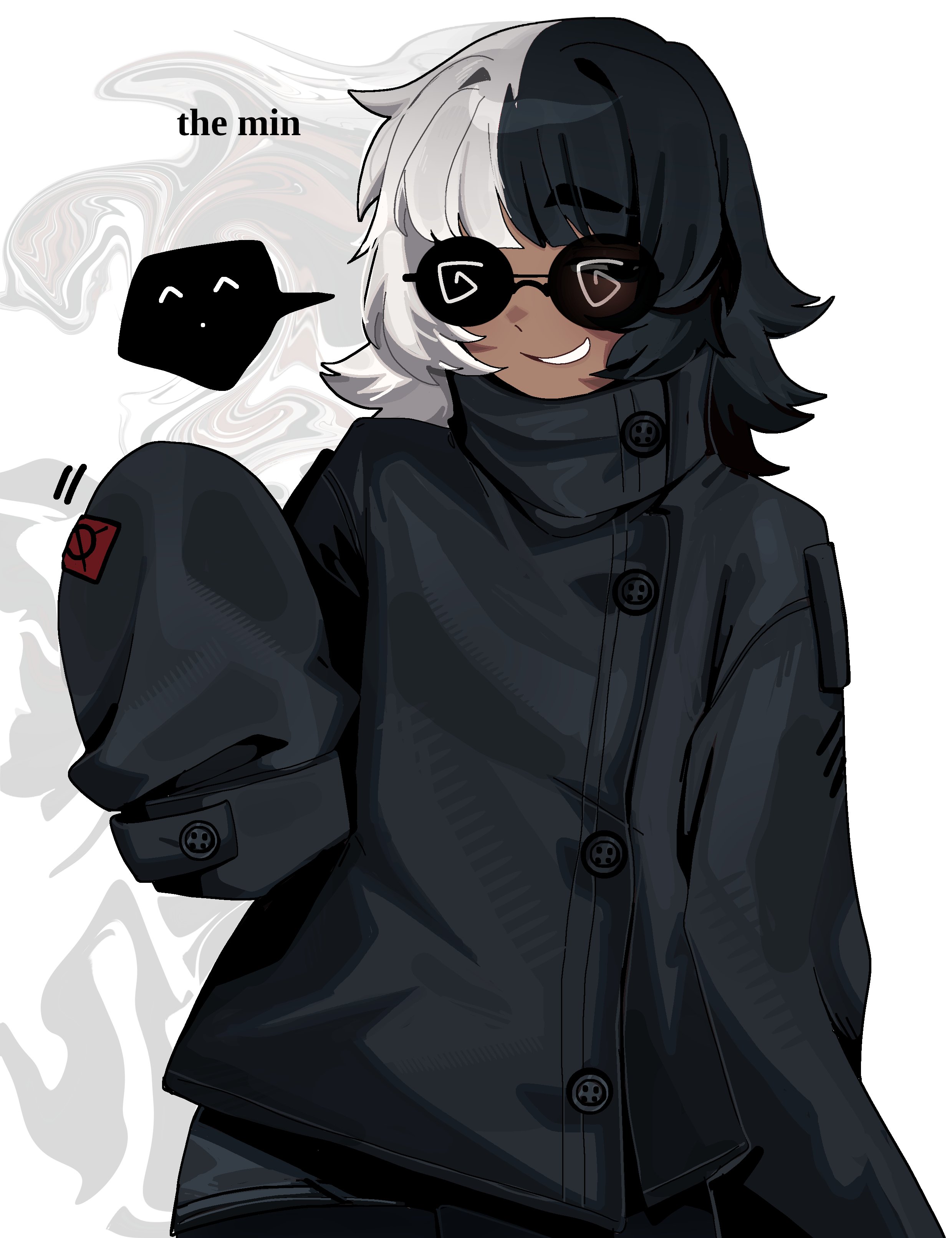 Safebooru - 1girl ^ ^ absurdres asymmetrical clothes black jacket ...