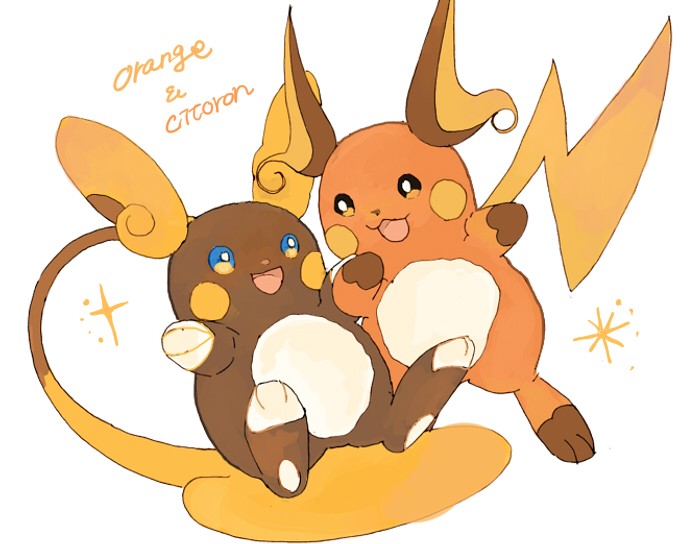 Safebooru - :d alolan raichu alternate color animal focus animal hands ...