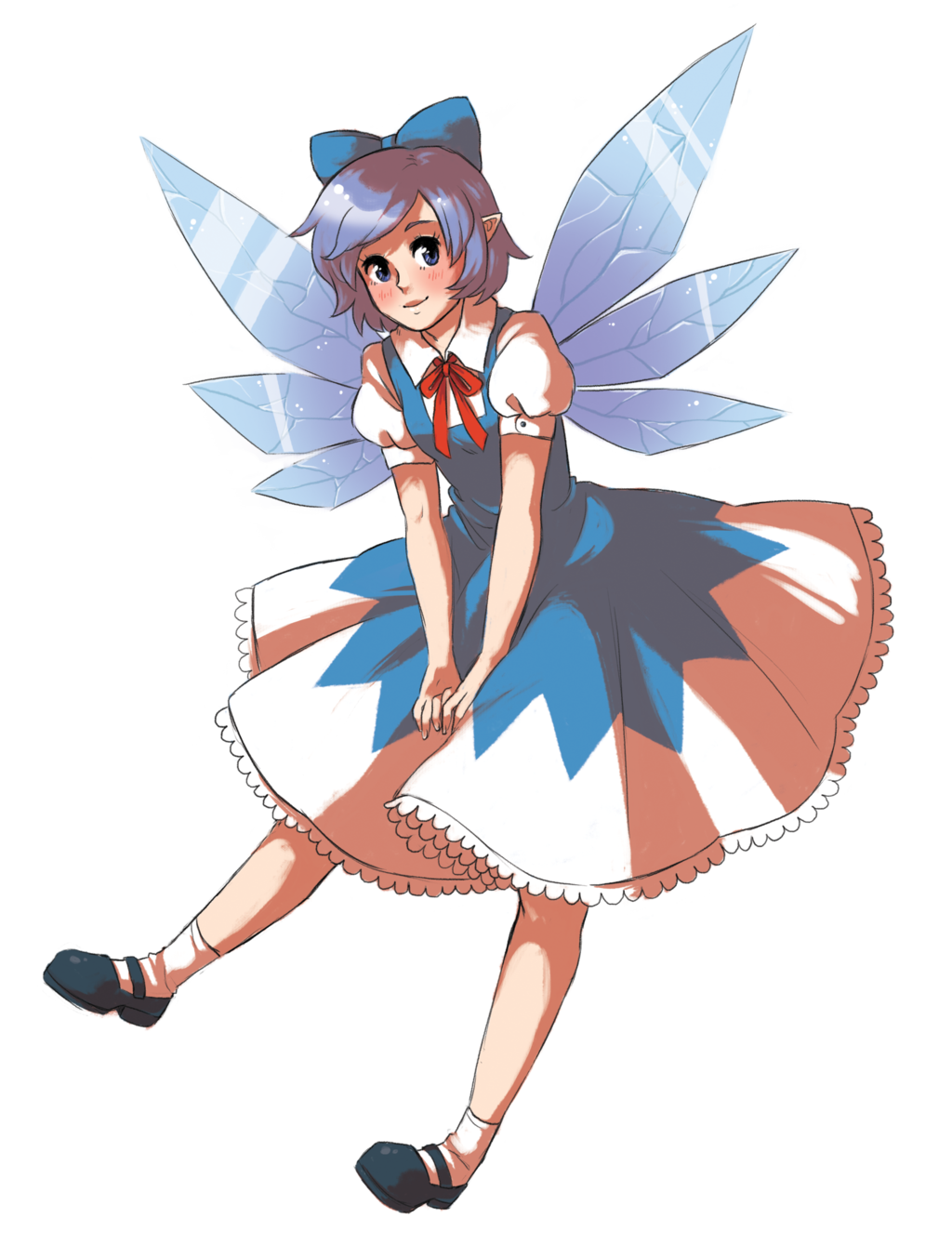 Safebooru 1girl Blue Eyes Blue Hair Bow Cirno Dress Fairy Fairy Wings Hair Bow Highres Looking