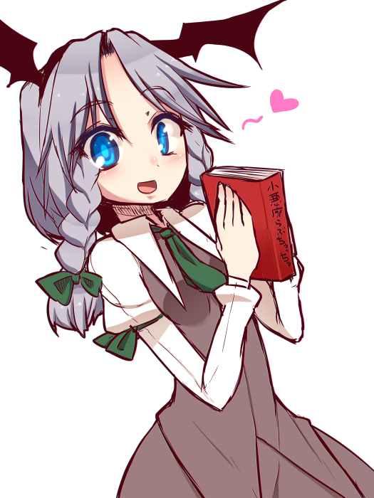 Safebooru 1girl Blue Eyes Book Braid Fusion Head Wing Heart Izayoi Sakuya Juliet Sleeves 