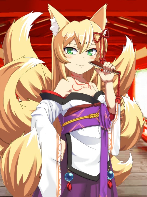 ...mon-musu_quest! monster_girl multiple_tails payot solo tail tamamo... 
