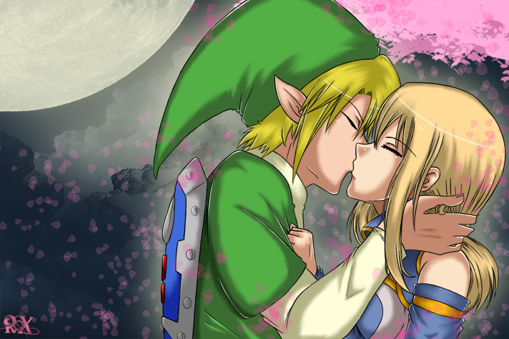 cherry_blossoms fairy_tail kiss link lucy_heartfilia moonlight the_legend_o...