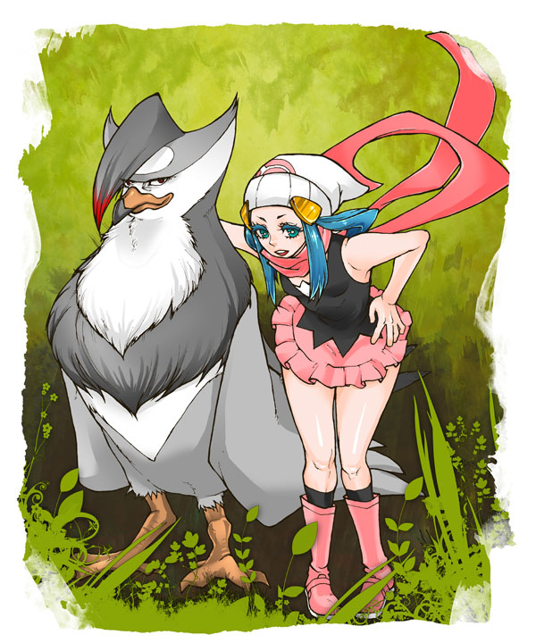 1girl beanie blue_eyes blue_hair hat hikari(pokemon) pokemon pokemon(creatu...