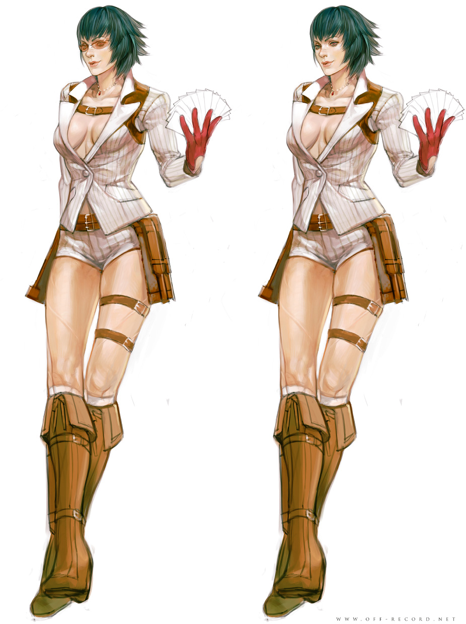boots breasts capcom devil_may_cry gloves heterochromia highres holster hot...