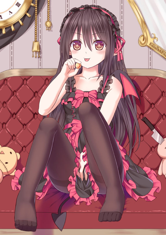 Safebooru 1girl Black Hair Black Legwear Frills Ikeda Yuuki Knife safebooru-1girl-black-hair-black-legwear-frills-ikeda-yuuki-knife