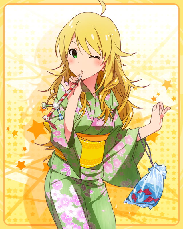 Safebooru 1girl Ahoge Artist Request Blonde Hair Green Eyes Hoshii Miki Idolmaster Idolmaster