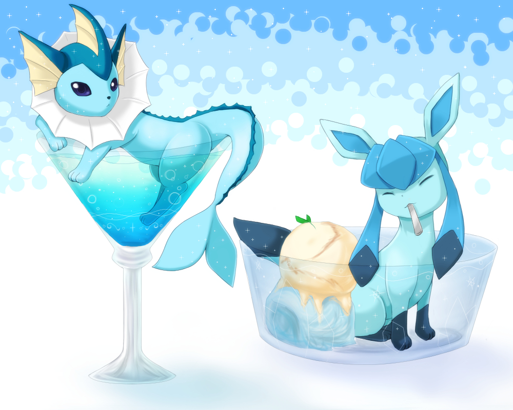 ...(creature) sparkle spoon_in_mouth vaporeon.