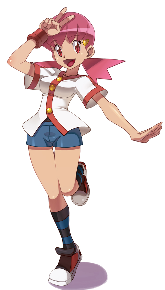 1girl akane(pokemon) gym_leader pink_hair pokemon pokemon(game) pokemon_gsc...