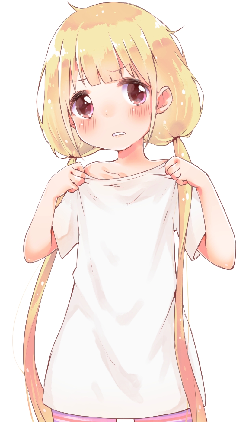 Safebooru 1girl Blonde Hair Blush Flat Chest Futaba Anzu Highres