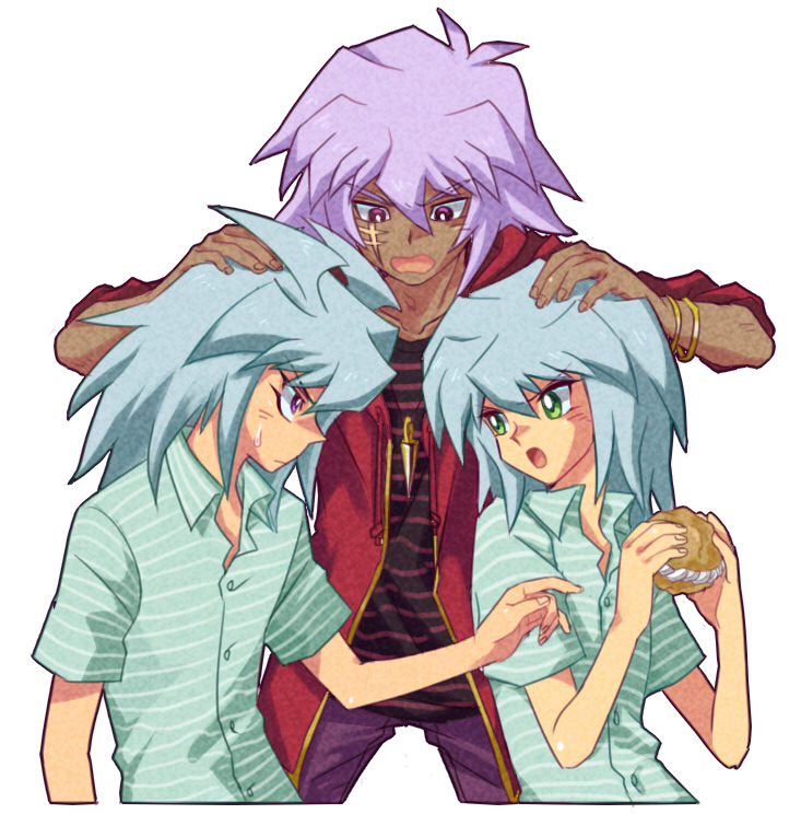 Safebooru - angry blush ryou bakura scar sweatdrop tan thief king ...