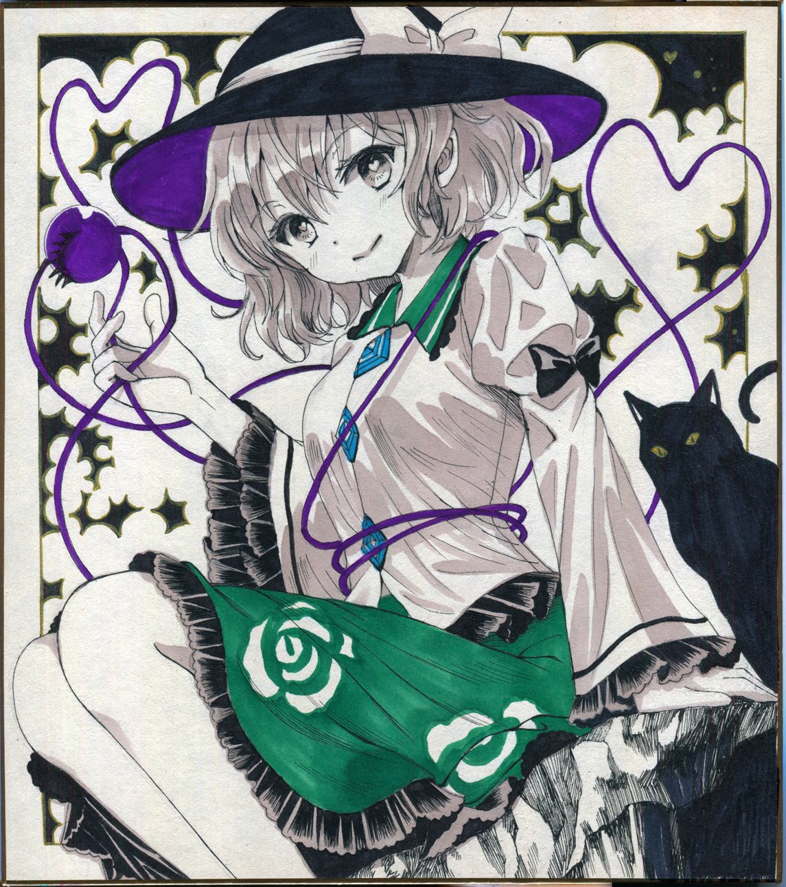Safebooru - 1girl black cat black hat cat closed mouth commentary ...