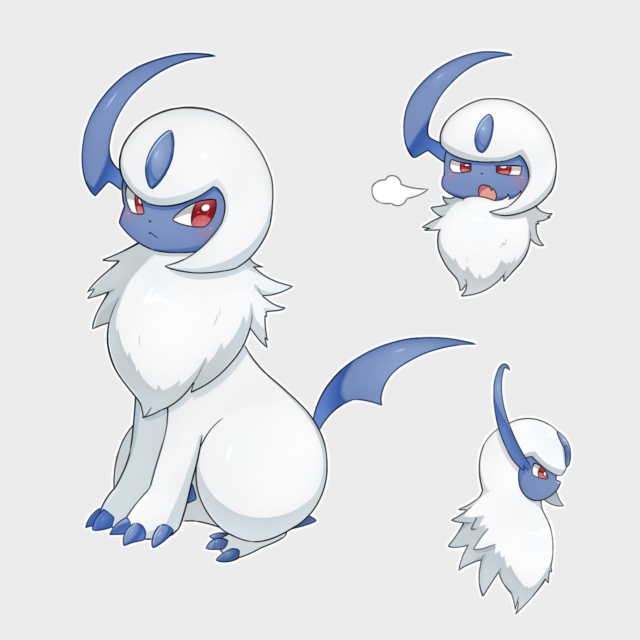 Safebooru - absol animal focus blue skin blush body fur claws closed ...