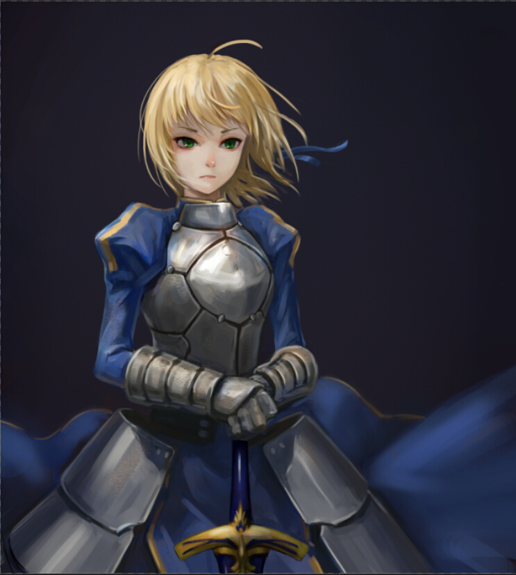 Safebooru - 1girl ahoge armor armored dress blonde hair caliburn dress ...