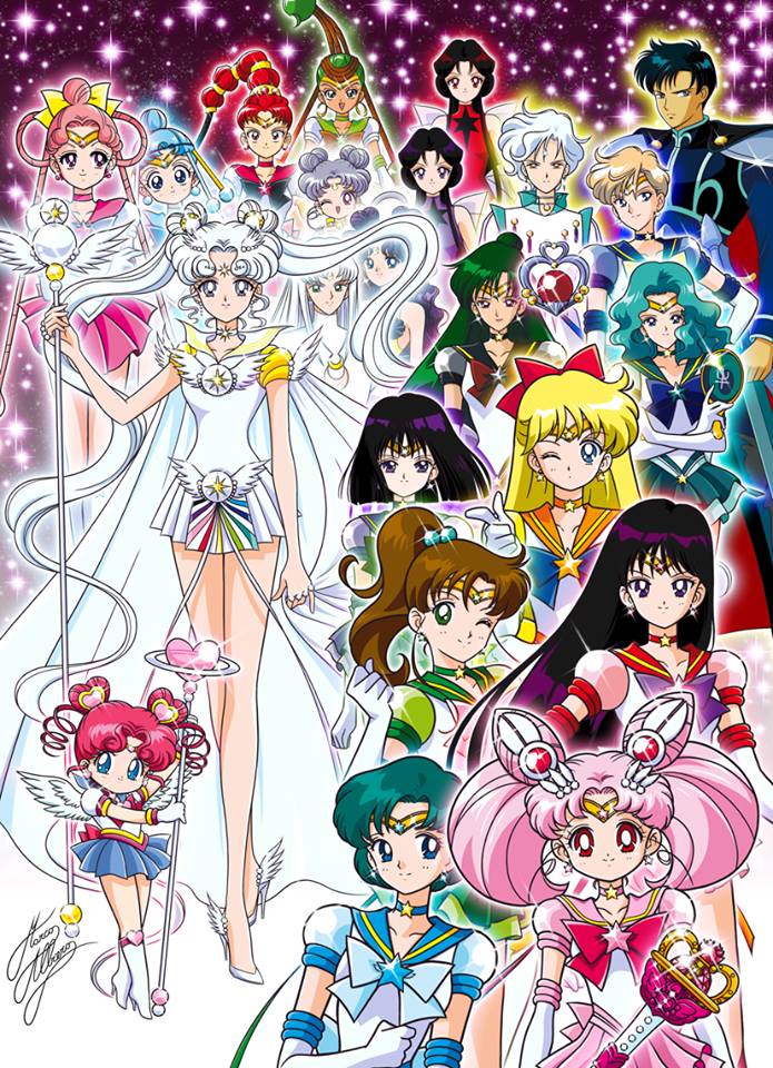 Safebooru - 3boys 6+girls aino minako amazons quartet anime coloring