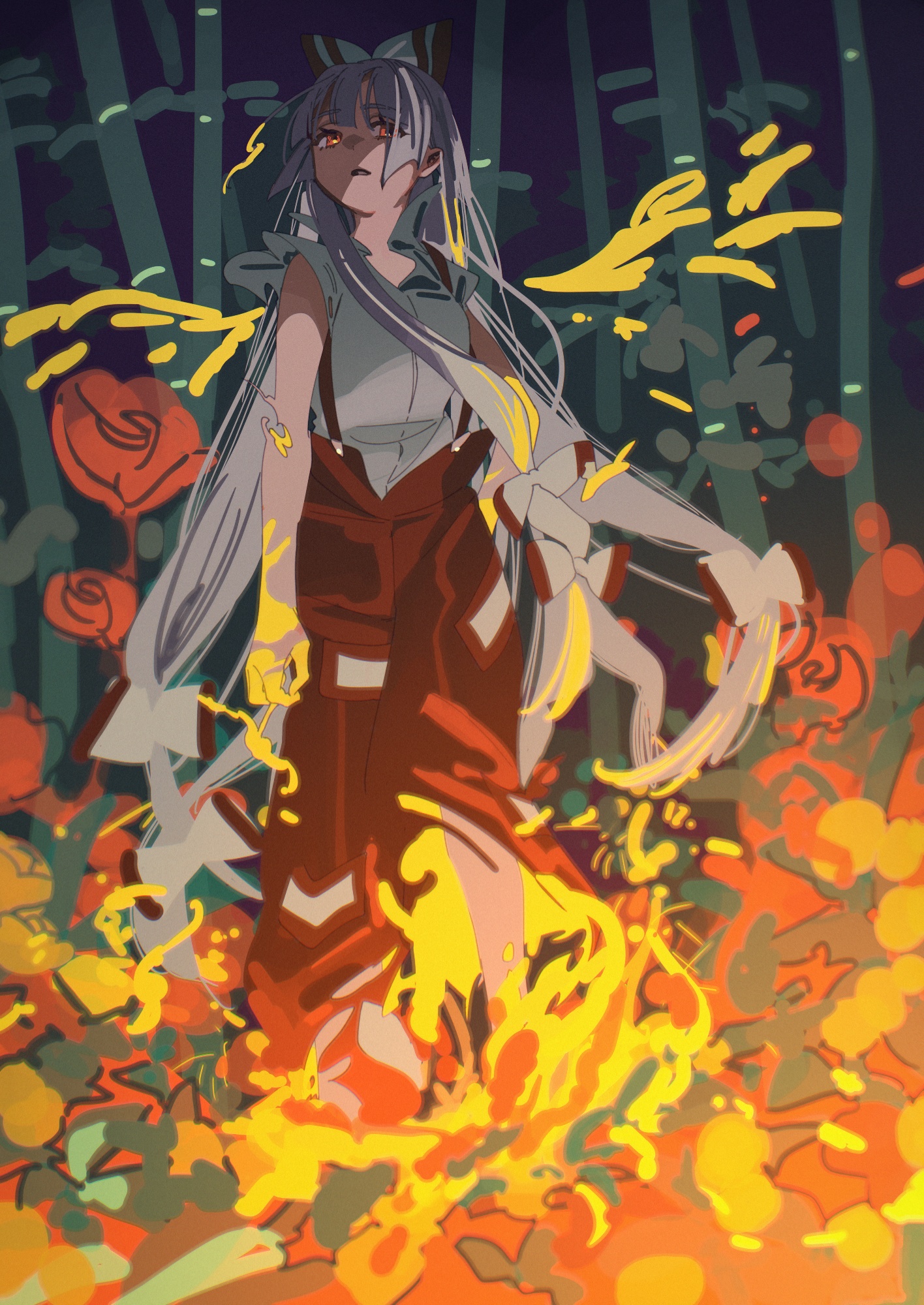 Safebooru - 1girl bamboo bamboo forest bow commentary request eyes ...