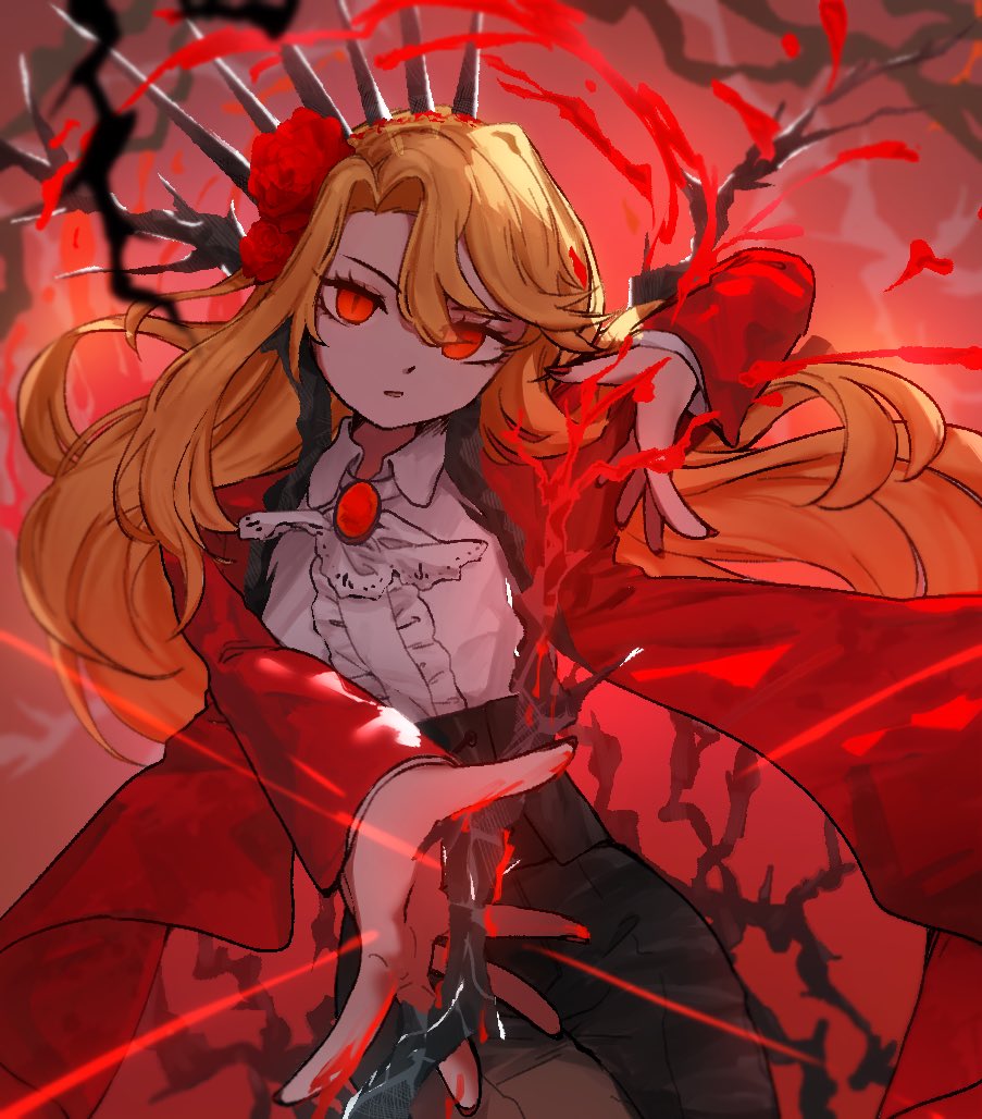 Mircalla Flower Safebooru - 1girl blonde hair blood brooch coat collared shirt ...