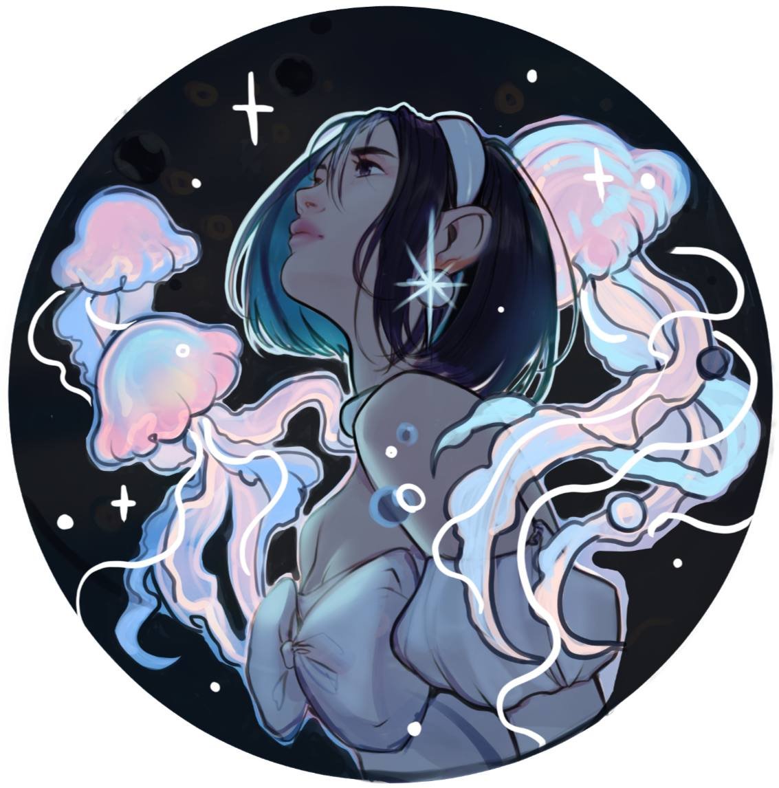 Safebooru - 1girl alien stage black hair bymerime commentary dress ...