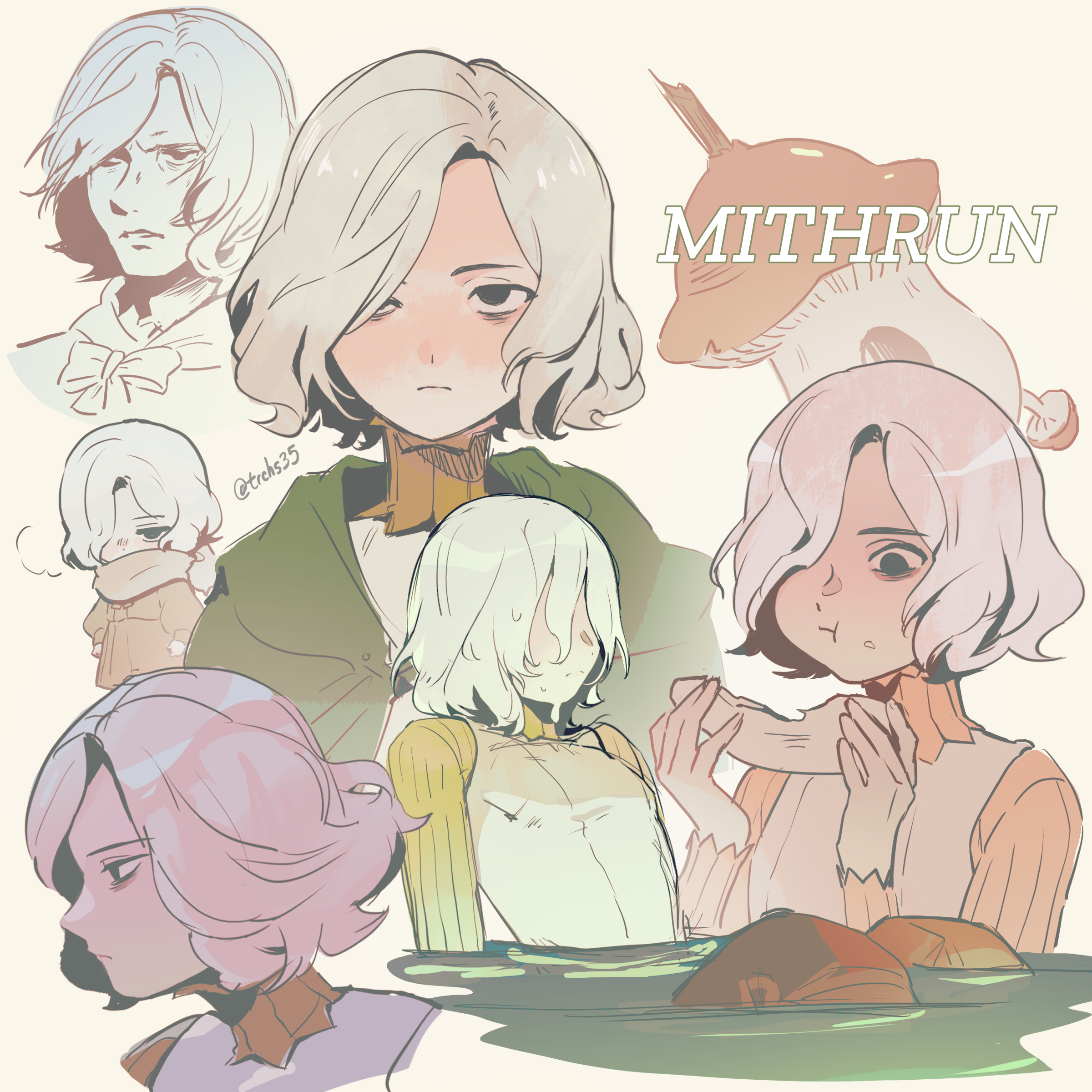 Mithrun Elf Safebooru - 1boy 69pou absurdres bags under eyes black eyes cloak ...
