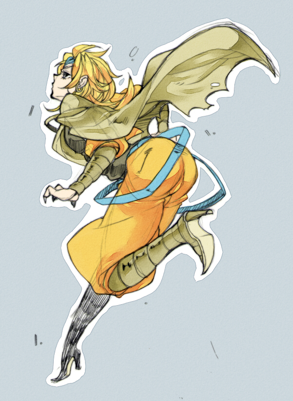 1girl ass blonde_hair boots cape claws crtr_melco dio_brando female genders...