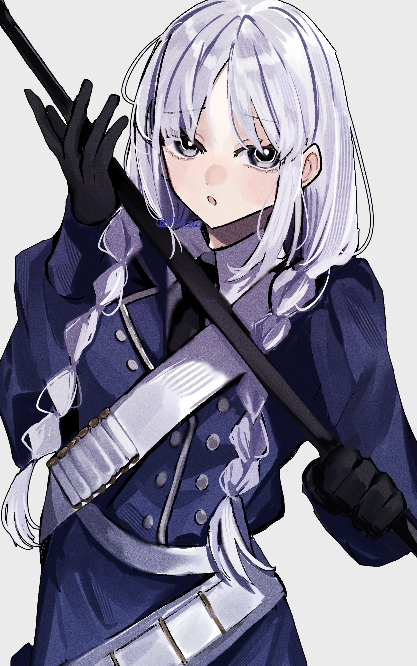 Safebooru - 1girl 710 ao absurdres baton (weapon) belt black eyes black ...