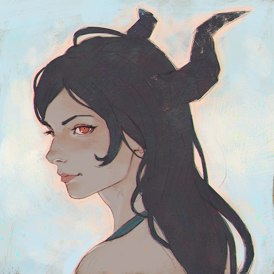 Девушка с рогами рисунок