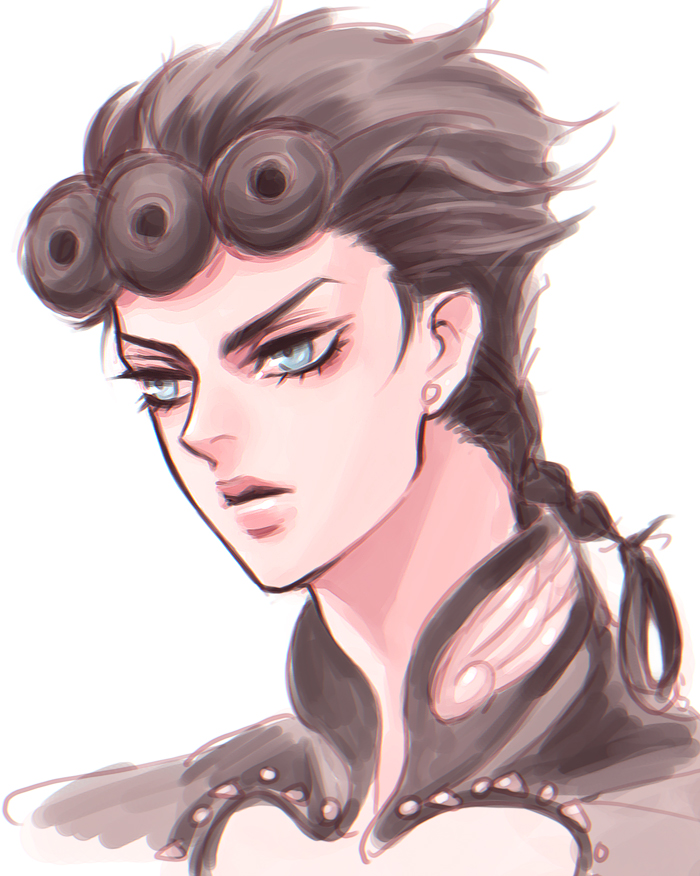 1boy alternate_hairstyle black_hair blue_eyes braid earrings giorno_giovann...